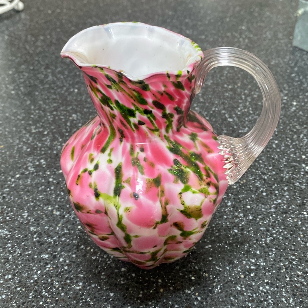 Pretty pink and green glass vase